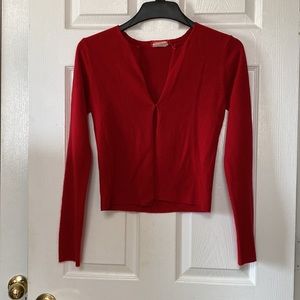 VTG 90’s Esprit Red Cardigan Sweater Hook Eye Front